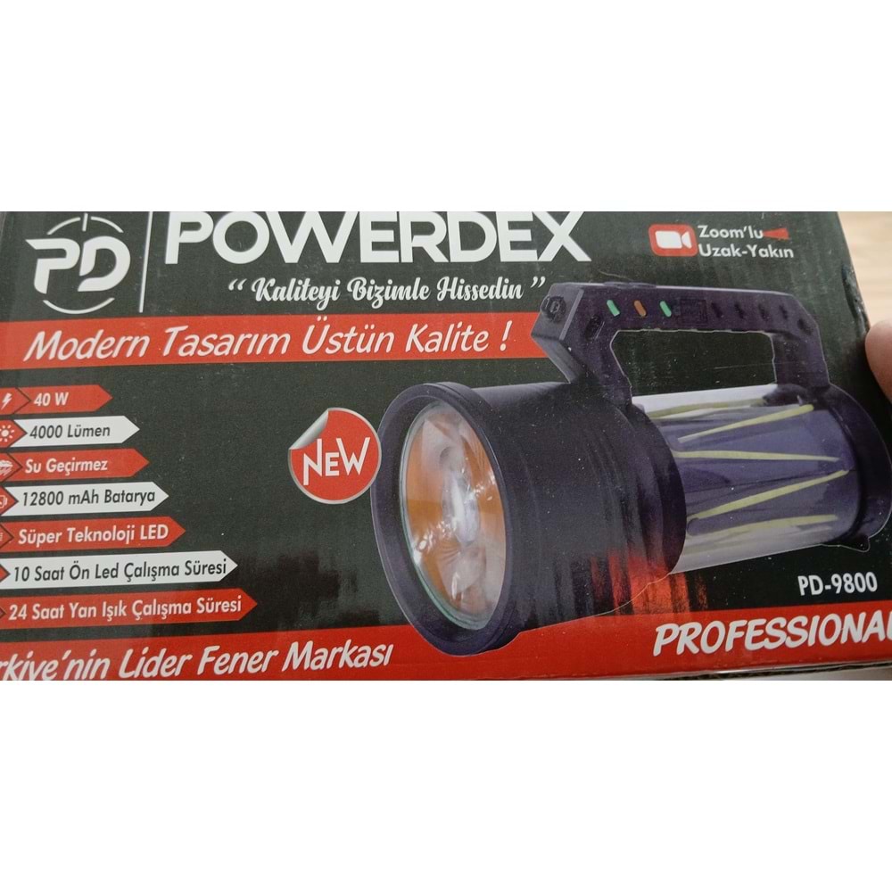 Powerdex PD-9800 4000 Lümen Şarjlı El Feneri 40W