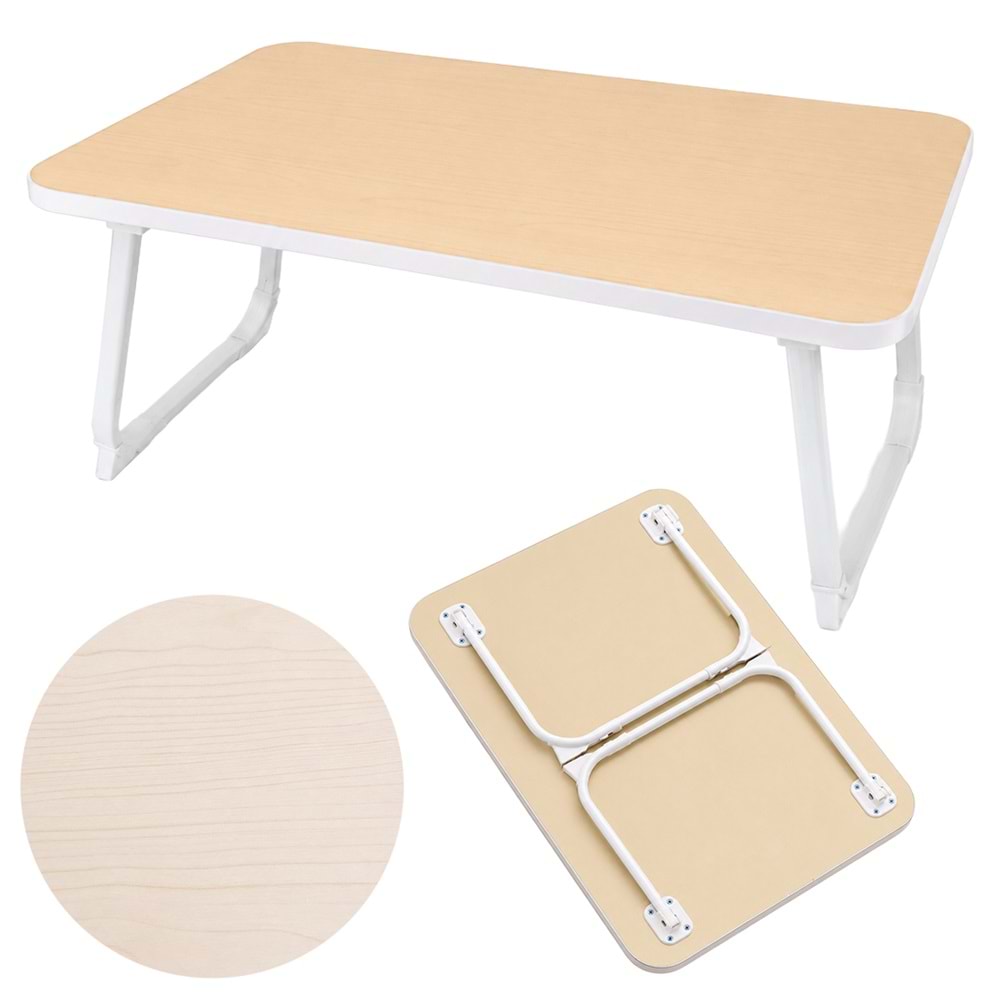 Sunup SN-29696 Katlanabilir Laptop Masası ve Yatak Koltuk Üzeri Tepsisi Ahşap Desen 70x48 cm