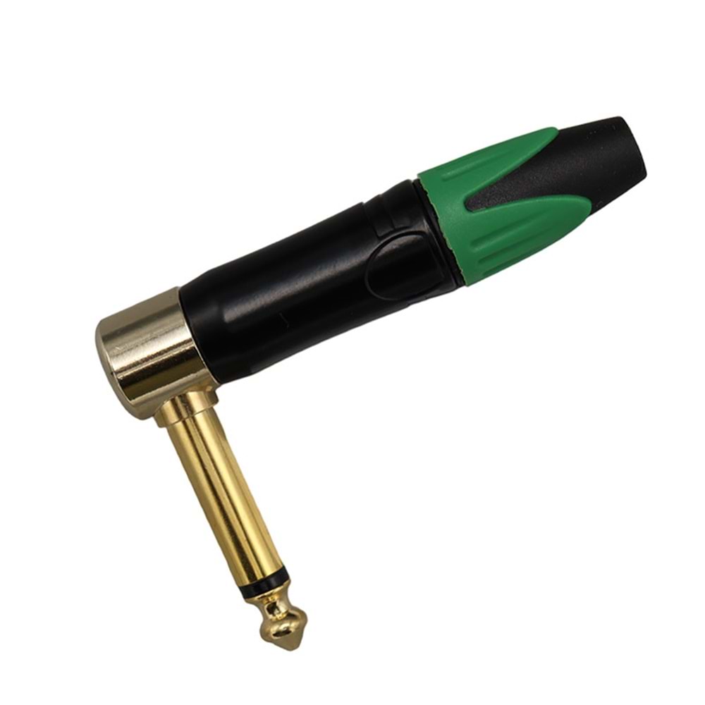 Powermaster LTP2RC 6.3mm Mono L-Tipi Metal Gövde Gitar Altın Kaplama Jack