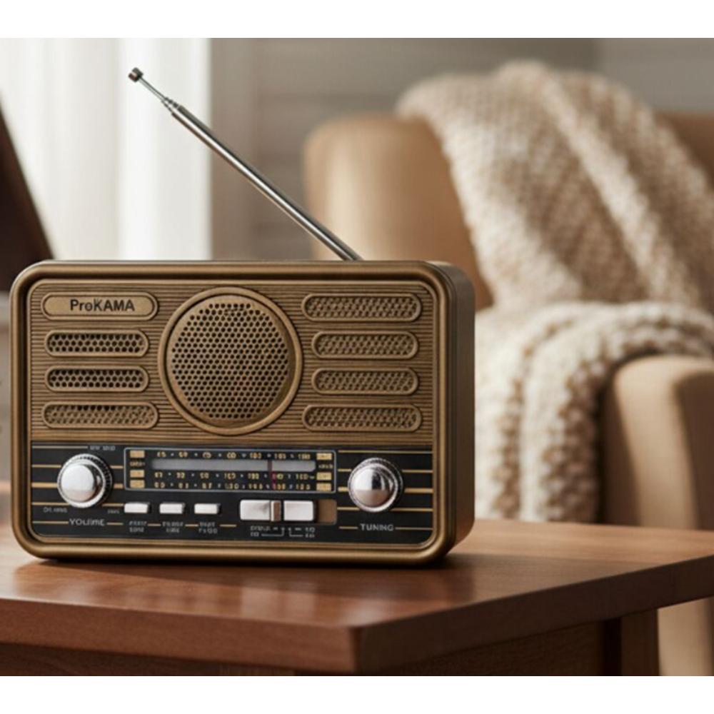 Prokama BK-350 Solar Şarjlı Retro Görünümlü AM/FM/SW 3 Bant Dünya Radyosu ve MP3 Çalar
