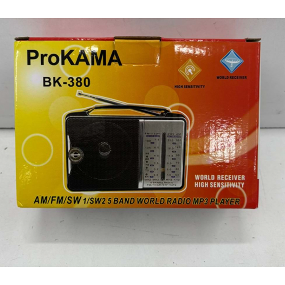 Prokama BK-380 Retro Görünümlü AM/FM/TV/SW1/SW2 Kablolu Pilli Radyo ve MP3 Çalar