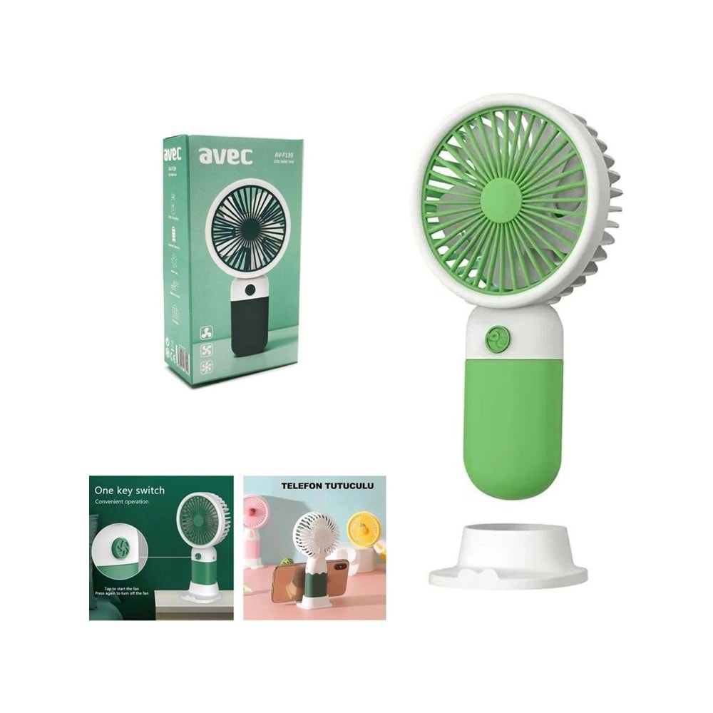 Avec AV-F139 Taşinabilir Mini Fan Şarjlı Telefon Tutuculu