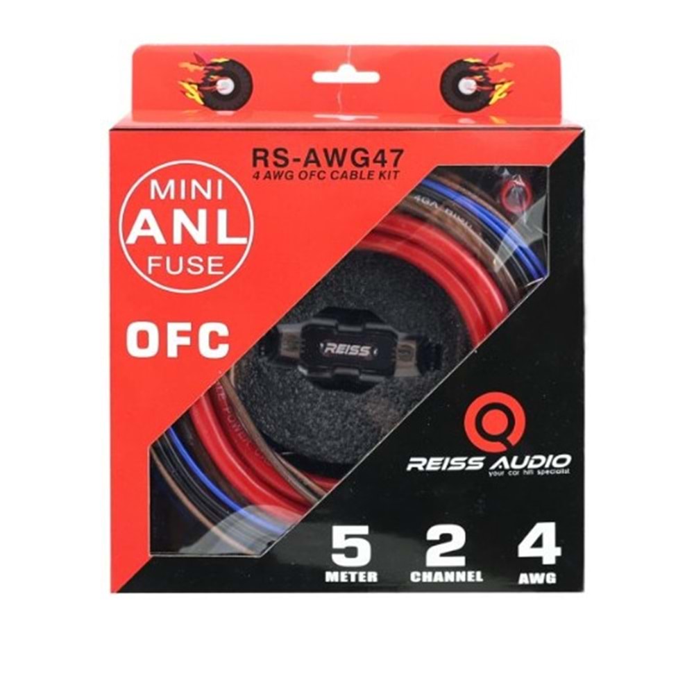 Reiss Audio RS-AWG47 4GA Anfi Kablo Seti Full Bakır