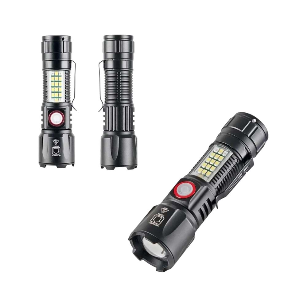 WISON WS-2828 USB Şarjlı Çakarlı El Feneri Güçlü Işık Performansı ile Pratik Kullanım