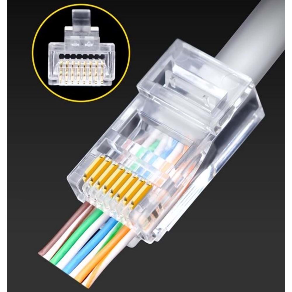 FullyH-607K Yeni Nesil Rj45 Plug 100 Lü Paket Halinde