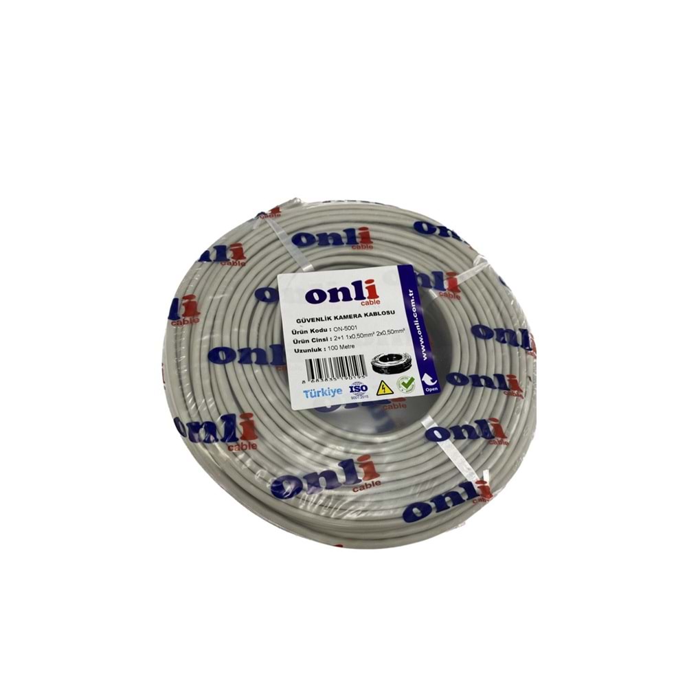 Onli ON-5001 2+1 1x0.50mm + 2x0.50mm İç Mekan Mini Coax Kamera Kablosu - Metre