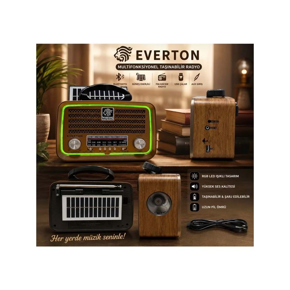 Everton RT-717 Bluetooth-USB-SD-AUX-TF Nostaljik Radyo