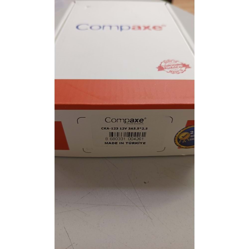 Compaxe CKA-123 12 Volt 3 Amper 5.5*2.5 Masa Tipi Adaptör