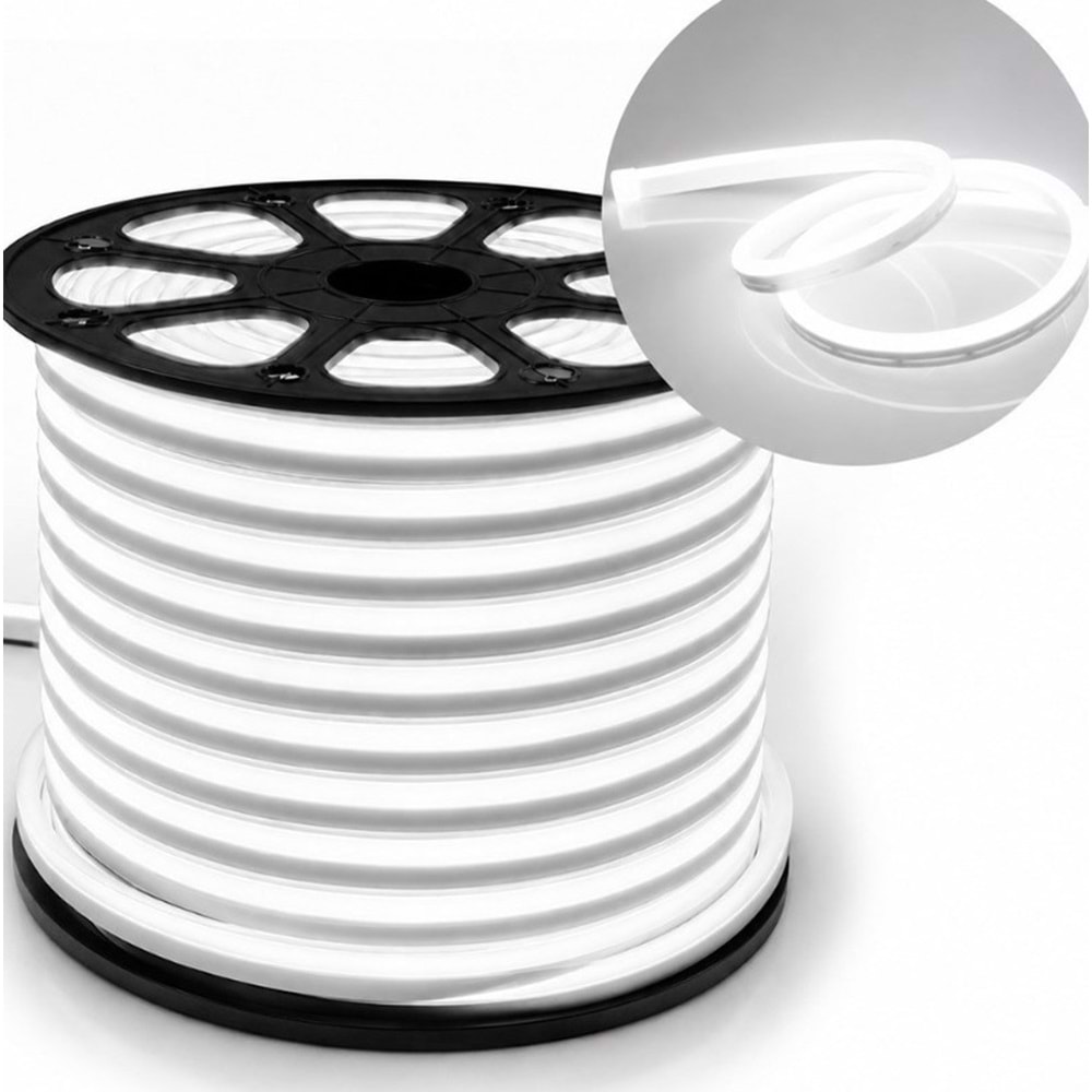 Powermaster PM-5288 Silikon Kaplama 12 Volt Beyaz Neon Led Şerit Aydınlatma -Metre