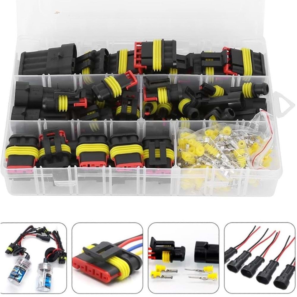 Powermaster PM-28532 HID JST Konnektör Seti Oto Elektrik Kablo Soketleri Su Geçirmez 352 Parça