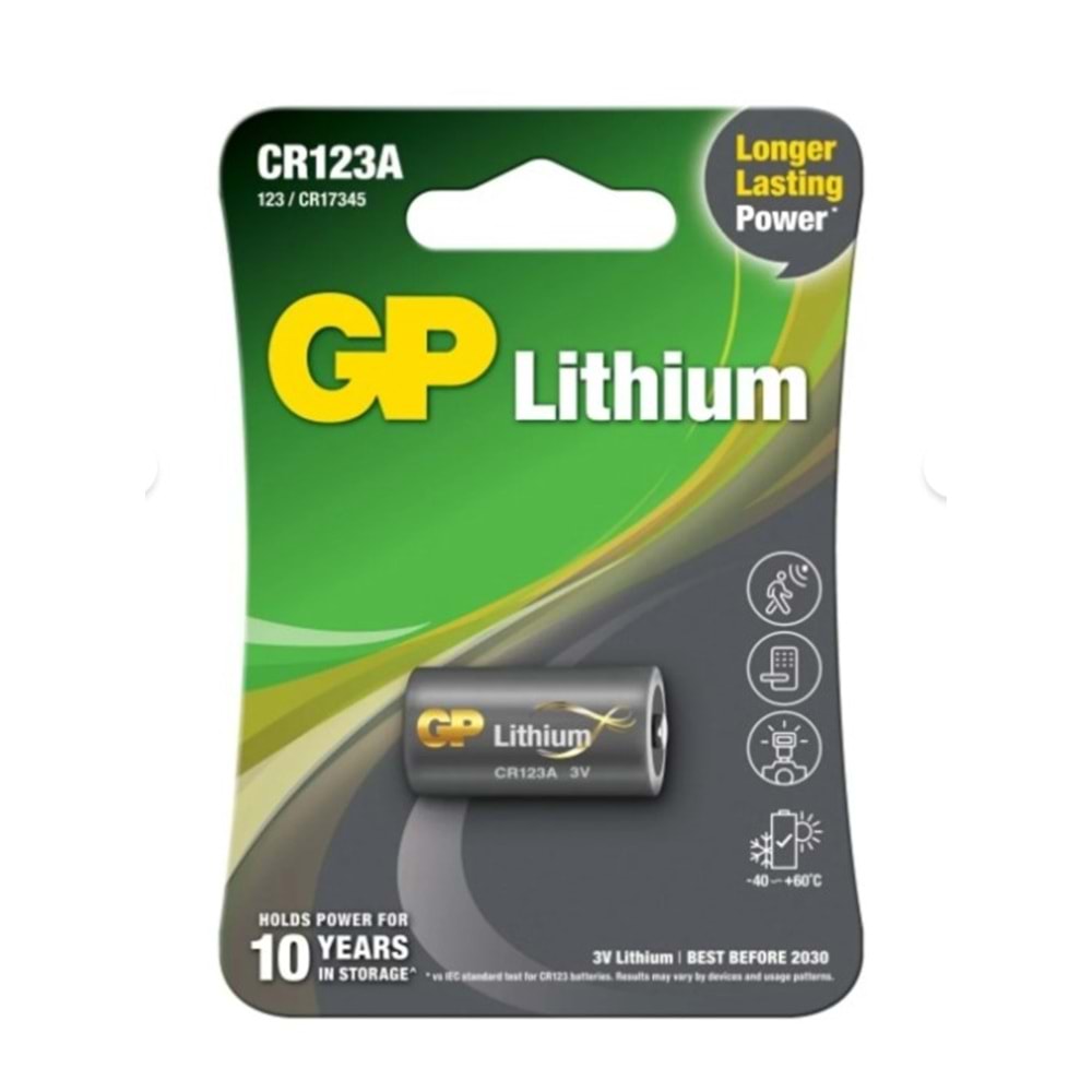 GP CR123-AE 3V Lityum Tekli Paket Pil Fotoğraf Makinesi Pili