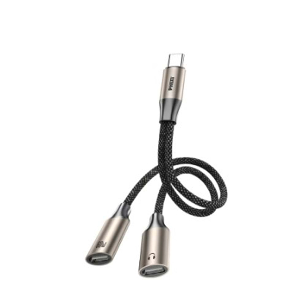 Phixi Force Serisi CA108 Type-C Çift Çıkış Ses ve 60W Hızlı Şarj Adaptörü