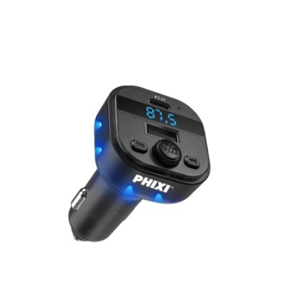 Phixi FM15 Araç FM Transmitter – Bluetooth 5.3 + PD & USB-A Hızlı Şarj