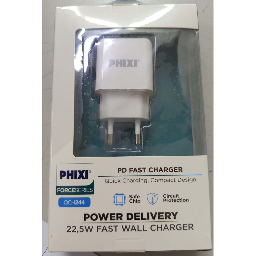 Phixi QCH244 Force Akım Korumalı 3.0A PD Girişli Şarj Adaptörü