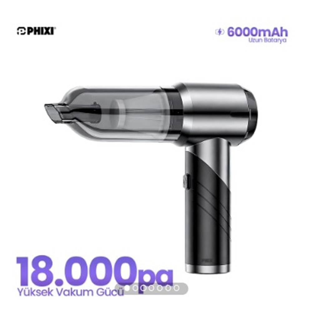 Phixi Smart SP3 18000 Pa 2'si 1 Arada Üfleme ve Süpürme Şarjlı Araç Süpürgesi