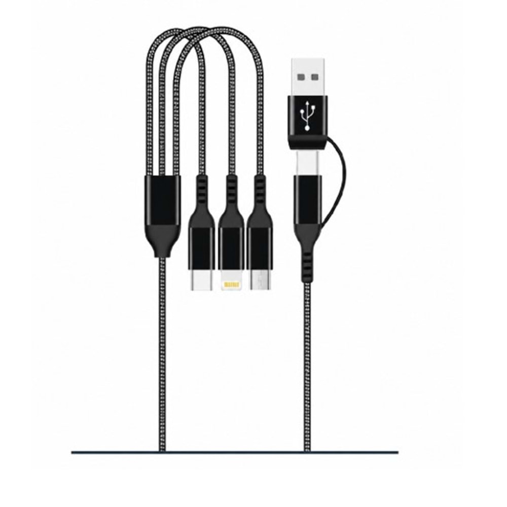 Hepu HP-13 3’ü 1 Arada Şarj Kablosu - Type-C Lightning ve Micro USB