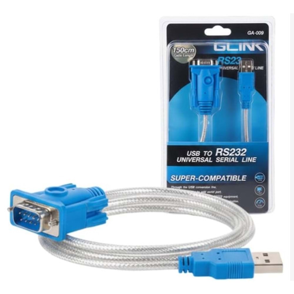 PowerMaster PM-21764 USB to RS232 1.5 Metre Üniversal Serial Line (Glink GA-009)