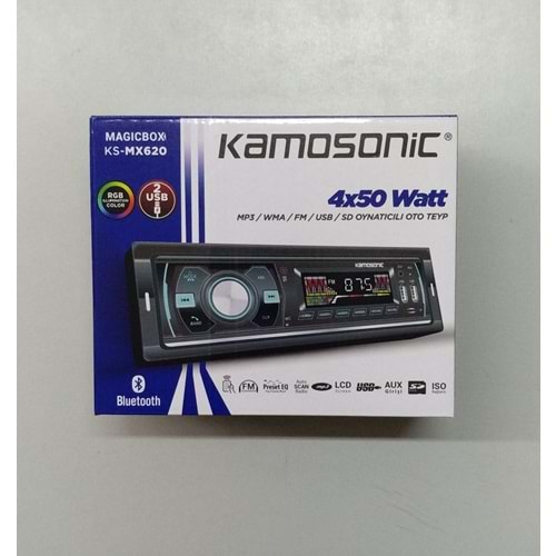 Kamosonic KS-MX620 4x50 Watt Bluetooth+Mp3+Wma+Fm+Usb+Sd Oynatıcılı Oto Teyp
