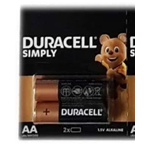 Duracell 1.5 Volt Kalem Pil AA Kartela 2 Li Paket Halinde