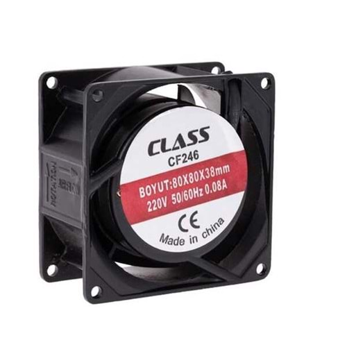 Class CF-246 80x80x38 AC 220 Volt 2 Pin 50/60 Hz 0.08A Fan