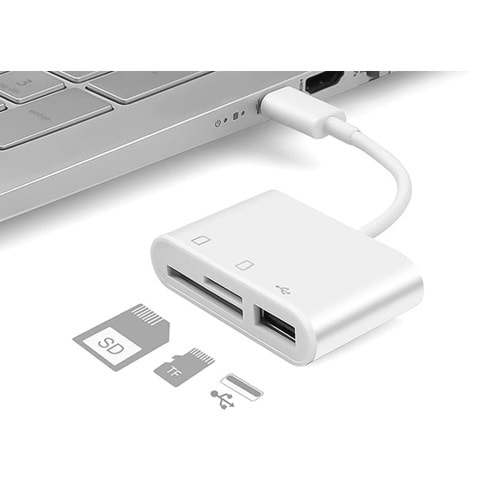 Hytech HY-XO50 Beyaz Type-C to Usb2.0 + Sd + Tf Çevirici Adaptör