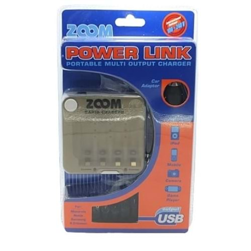 Zoom C-514 4 Çıkışlı Usb Hızlı Pil Şarj Cihazı Adaptörlü