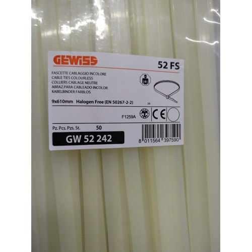 Gewiss GW-52242 9X610mm Halegon Free Kablo Bağı Beyaz - 50 Li Paket Halinde