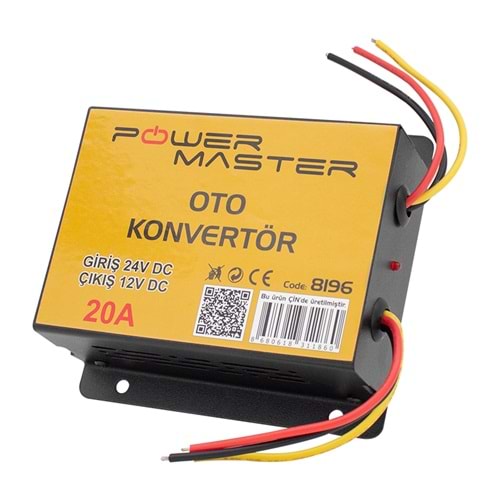 Powermaster 8196 24-12 Volt 20 Amper Oto Konvertör