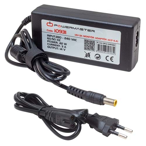 Powermaster PM-10931 14 Volt 3 Amper 6.5mm x 4.0mm Samsung Monitör Adaptörü