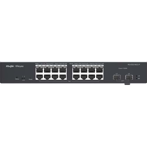 Ruijie Reyee RG-ES218GC-P16+1+2 16 Portlu 10/100/1000 Gigabit Yönetilebilir Switch 2 SFP+16 Port Poe