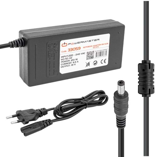 Powermaster 33059 19 Volt 6.3 Amper 120 Watt 5.5mm x 2.5mm Notebook Adaptör