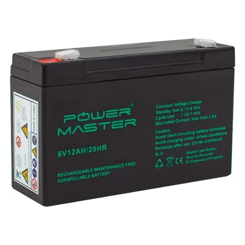 Powermaster 868 6 Volt 12 Amper 150x65x90mm Kuru Akü