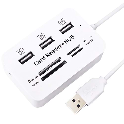 Powermaster PM-6052 3 Port 2.0 Usb Çoklayıcı Hub + 4 Slot Kart Okuyucu