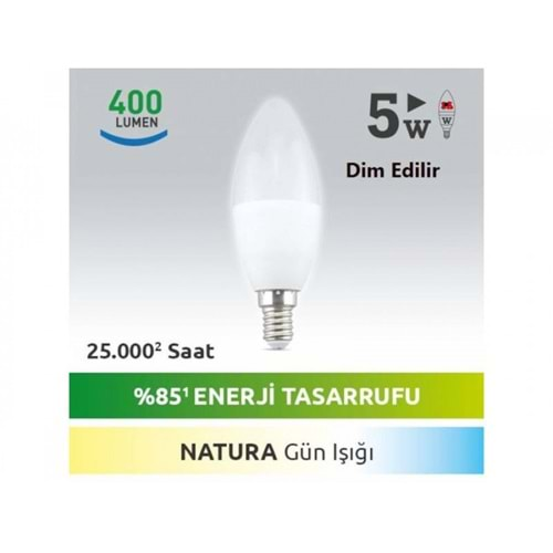 NextLed YE-DIM5W-N 5W 5 Watt Natural E14 Led Ampul Dimli