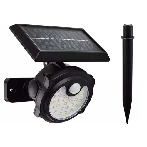 Powermaster SH-1705A 26 Ledli Sensörlü 3 Modlu Solar İndiksiyon Duvar Lambası - 7384