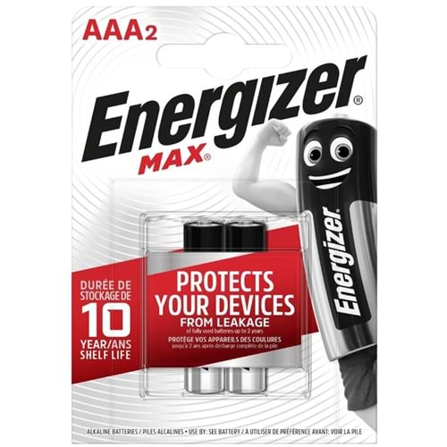 Energizer Max AAA LR03 Alkalin İnce Kalem Pil 2 Li Paket Halinde