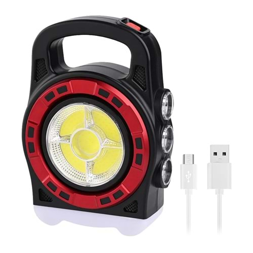 Powermaster 21483 HB-6678C Cob Ledli 20 Watt 3 Kademeli Şarjlı USB Çıkışlı Solar Lamba