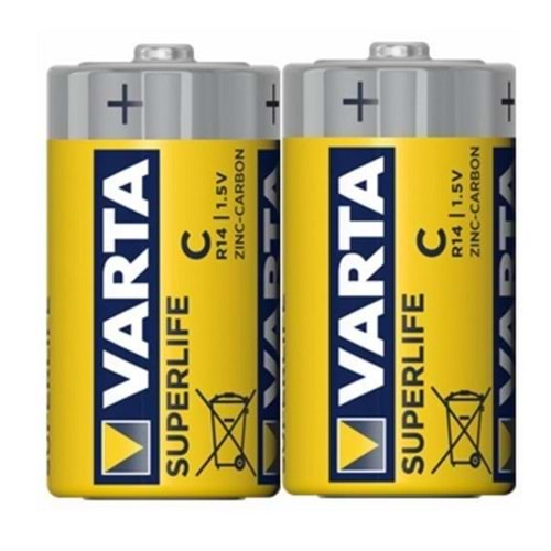 Varta Superlife LR14 1.5V C Orta Boy Pil - 2 Li Paket Halinde