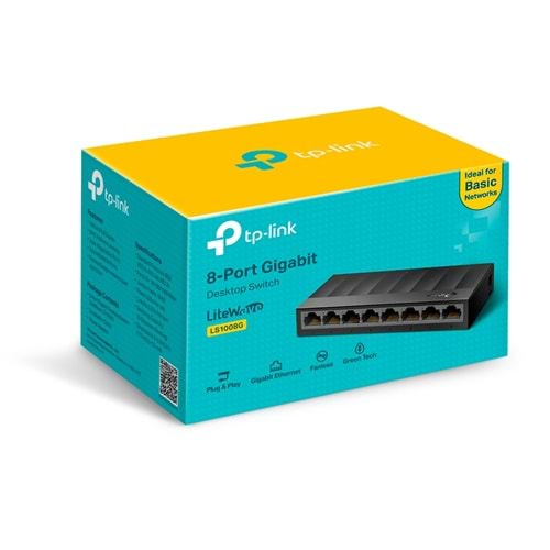 TP-Link LS1008G 8 Port 10/100/1000 Mbps Masaüstü Yönetilemez Switch