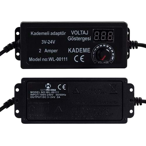 Winlight 22047 3 Volt - 24 Volt 2 Amper 5.5x2.5mm Uçlu Dıgıtal Ekranlı Ayarlı Kademeli Adaptör