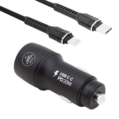 Powerway CC35 Yeni Nesil USB-C (iPhone To Type-C) Araç Şarj Seti (PD18W) - 12166