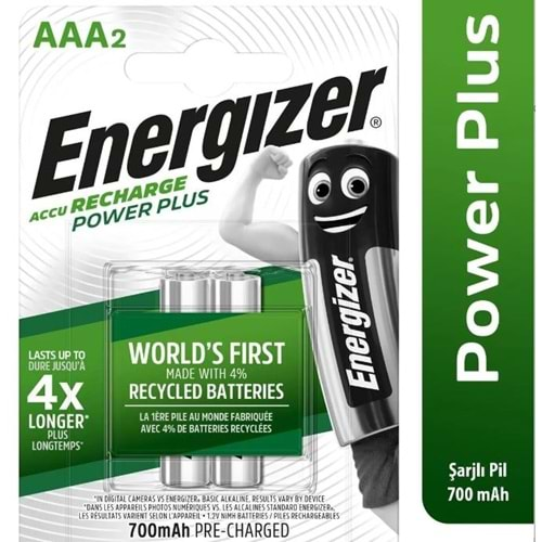 Energizer Extreme Recharge AAA 700 mAh İnce Pil 2 Li Paket Halinde