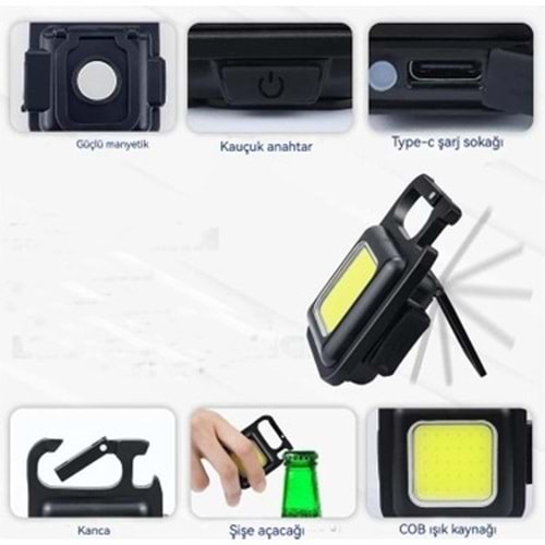 Cevval LD-05 Napolyon Mini Cob Led Type-C Şarjlı Cep Boy - HT3239