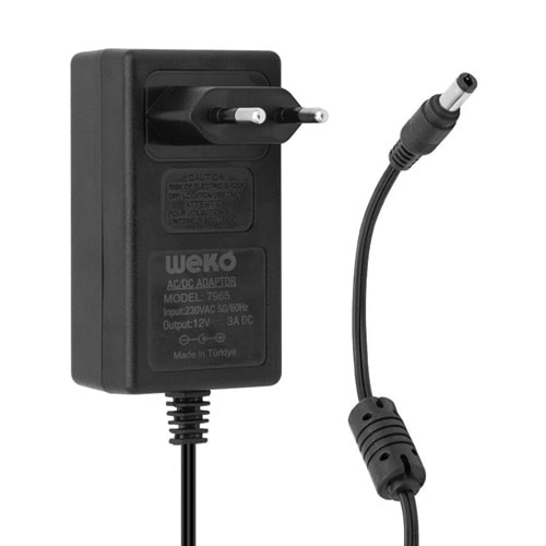 Weko 7965 12 Volt - 3 Amper - 36 Watt 5.5*2.5 Uçlu Plastik Kasa Priz Tip Adaptör