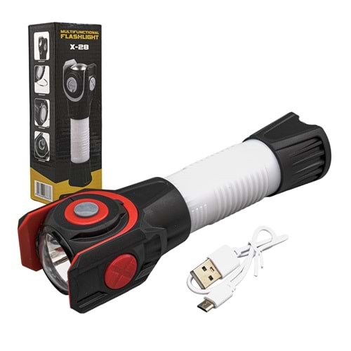 Powermaster 23001 X-28 Çok Fonksiyonlu USB Şarjlı El Feneri