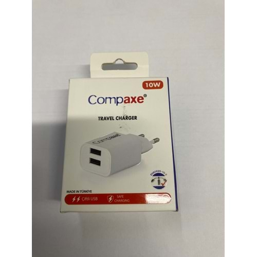 Compaxe CTA-521D 10W 5V 2.1A Çift Usb Beyaz Adaptör