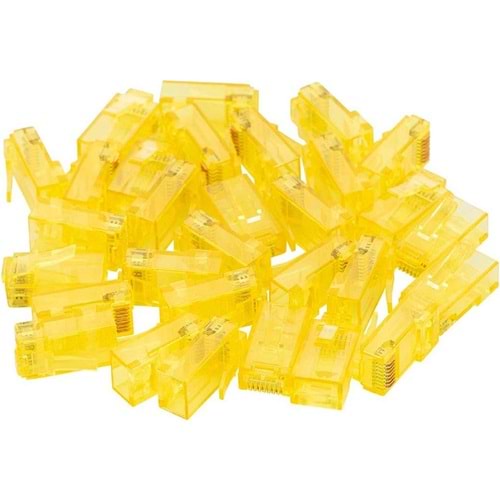 Powermaster PM-22700 RJ45 RJ45 CAT6 8P/8C Sarı Soket (100'LÜ PAKET) 100 Lü Paket Halinde