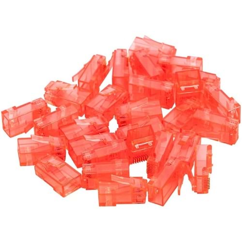 Powermaster PM-22701 RJ45 RJ45 CAT6 8P/8C Kırmızı Soket (100'LÜ PAKET) 100 Lü Paket Halinde