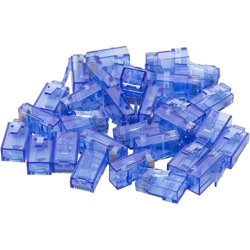 Powermaster PM-22702 RJ45 RJ45 CAT6 8P/8C Mavi Soket (100'LÜ PAKET) 100 Lü Paket Halinde