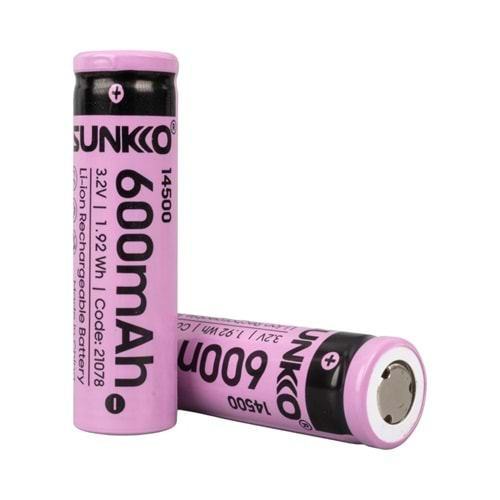 Sunkko 21078 3.2 Volt 600 Mah IFR 14250 Şarj Edilebilir Pil - 2 Li Paket Halinde